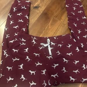 PINK Victoria's Secret Burgundy Dog Print Joggers